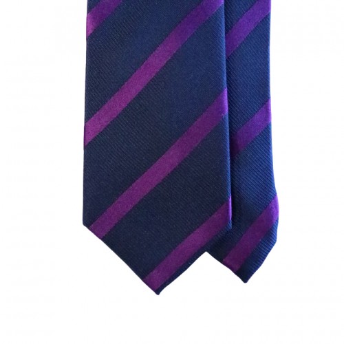 Nick Bronson Striped Navy Purple Handmade Silk Tie