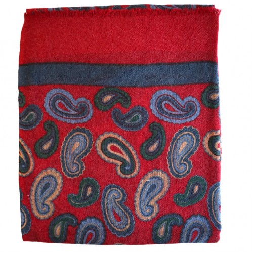 Nick Bronson Extra Wide Pure Wool - Deep Red Blue Paisley