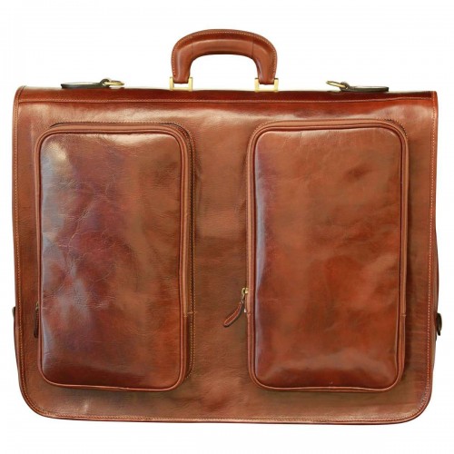 VACHETTA LEATHER GARMENT BAG - BROWN