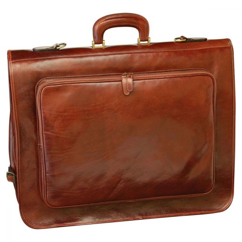 VACHETTA LEATHER GARMENT BAG - BROWN