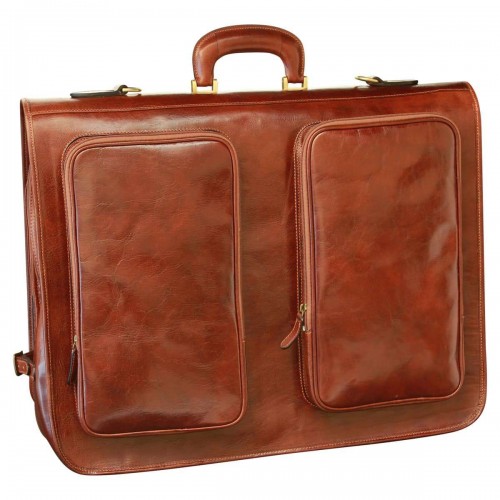 VACHETTA LEATHER GARMENT BAG - BROWN