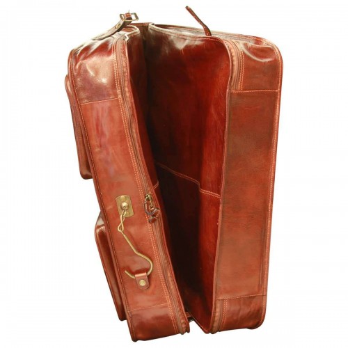 VACHETTA LEATHER GARMENT BAG - BROWN