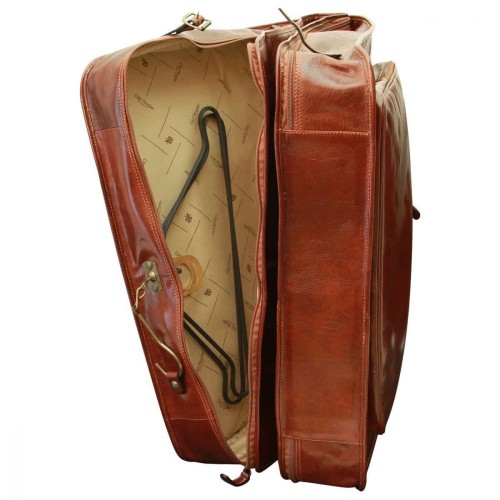 VACHETTA LEATHER GARMENT BAG - BROWN