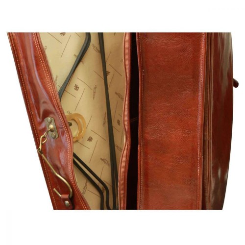 VACHETTA LEATHER GARMENT BAG - BROWN