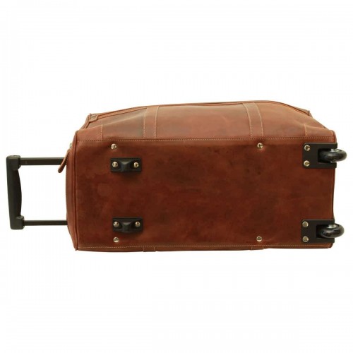 OILED CALFSKIN LEATHER DUFFEL BAG - CHESTNUT