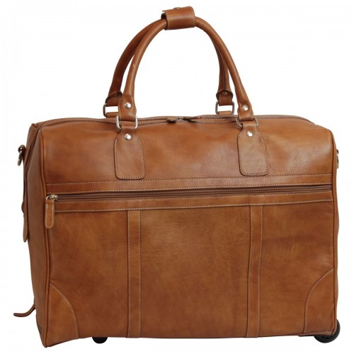 OILED CALFSKIN LEATHER DUFFEL BAG - COLONIAL BROWN