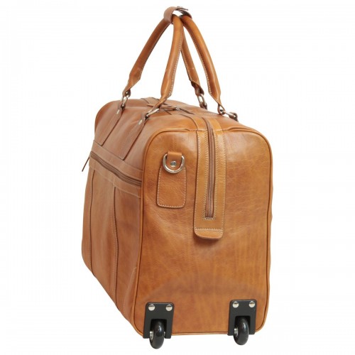 OILED CALFSKIN LEATHER DUFFEL BAG - COLONIAL BROWN