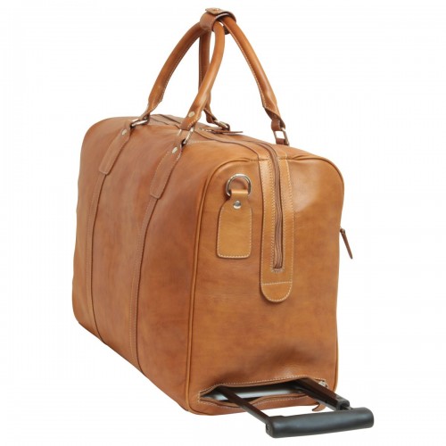 OILED CALFSKIN LEATHER DUFFEL BAG - COLONIAL BROWN