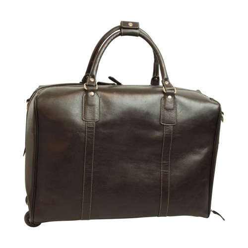 OILED CALFSKIN LEATHER DUFFEL BAG - BLACK