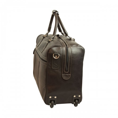 OILED CALFSKIN LEATHER DUFFEL BAG - BLACK