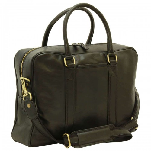 SOFT CALFSKIN LEATHER BRIEFCASE - BLACK