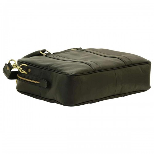 SOFT CALFSKIN LEATHER BRIEFCASE - BLACK