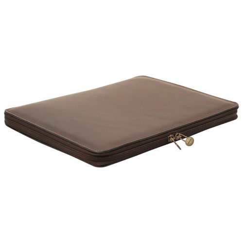 COWHIDE LEATHER PORTFOLIO - DARK BROWN