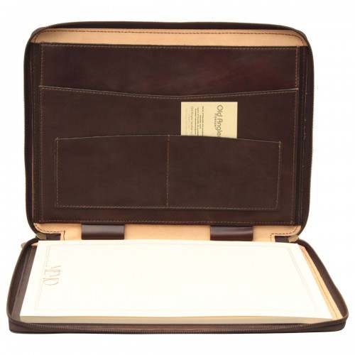 COWHIDE LEATHER PORTFOLIO - DARK BROWN