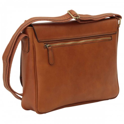 LEATHER LAPTOP MESSENGER - BROWN COLONIAL