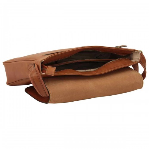 LEATHER LAPTOP MESSENGER - BROWN COLONIAL