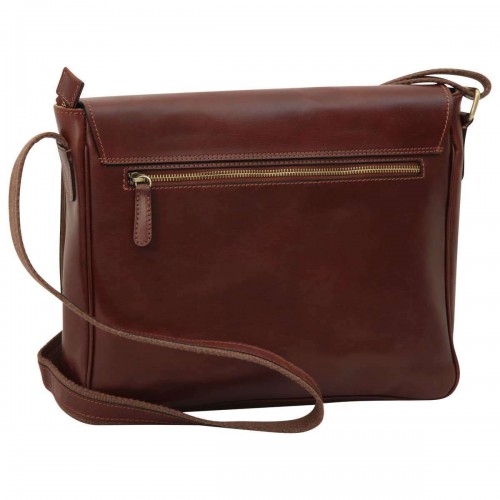 LEATHER LAPTOP MESSENGER - BROWN