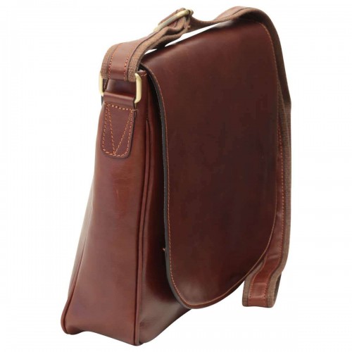 LEATHER LAPTOP MESSENGER - BROWN