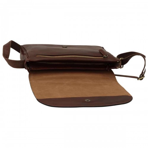 LEATHER LAPTOP MESSENGER - BROWN