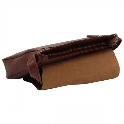 LEATHER LAPTOP MESSENGER - BROWN