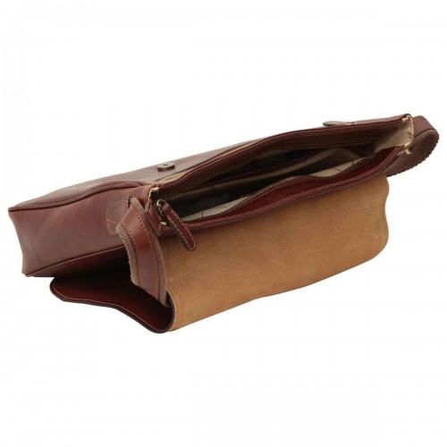 LEATHER LAPTOP MESSENGER - BROWN