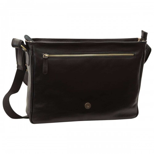 LEATHER LAPTOP MESSENGER - BLACK