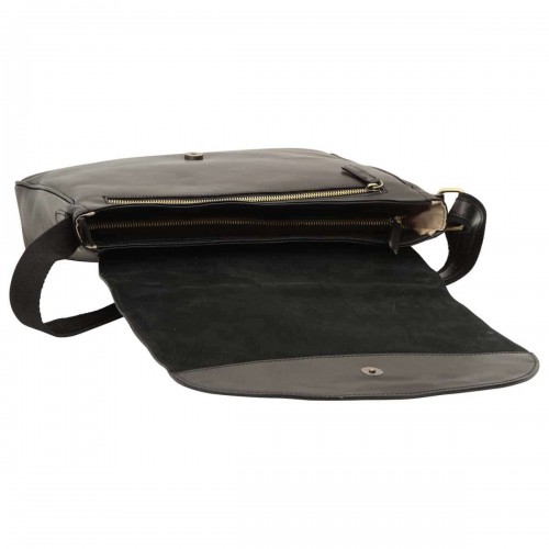 LEATHER LAPTOP MESSENGER - BLACK