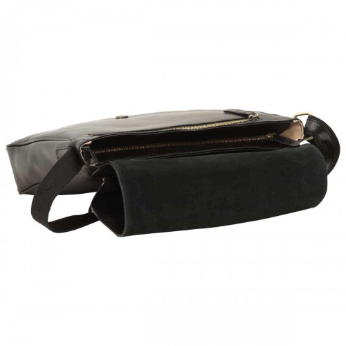 LEATHER LAPTOP MESSENGER - BLACK