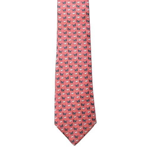 Made In Italy Pure Printed Silk Printed Planes Tie - Salmon Pink