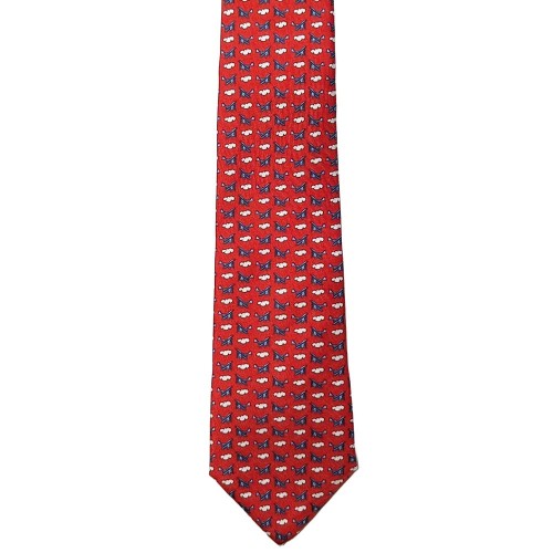 Made In Italy Pure Printed Silk Printed Planes Tie - Red