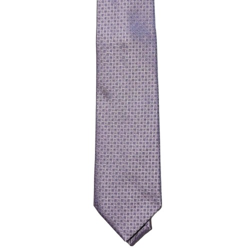 Made In Italy Pure Jacquard Silk Geometric Tie - Lavender Purple