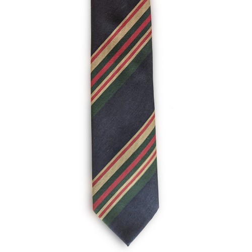 Umberto Fornari Vintage Archive Wool Handmade Striped Tie - Navy Blue Red Green Tan - Made in Italy