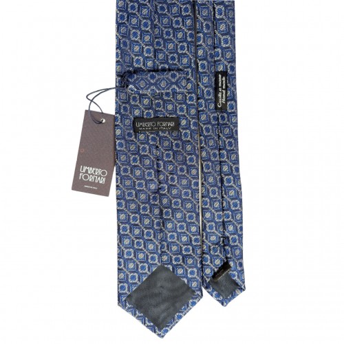 Umberto Fornari Vintage Archive Wool Handmade Geometric Tie - Blue - Made in Italy