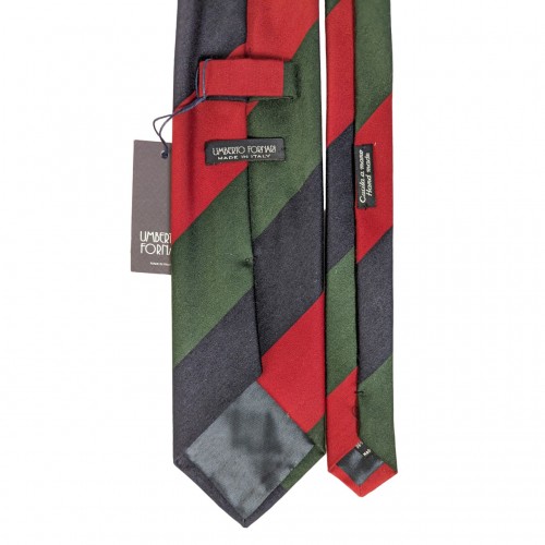 Umberto Fornari Vintage Archive Wool Handmade Striped Tie - Navy Blue Red Green - Made in Italy