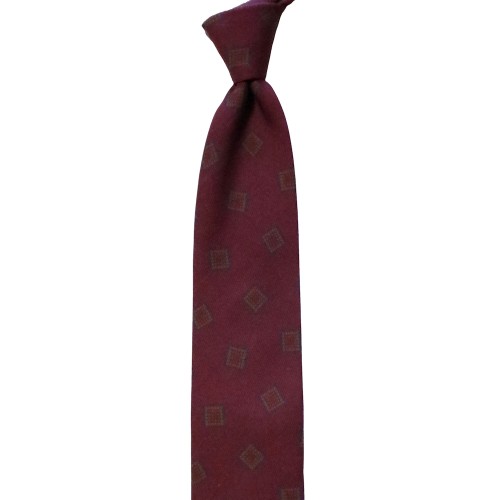 Umberto Fornari Vintage Archive Cotton Silk Handmade Geometric Tie - Burgundy Tan - Made in Italy