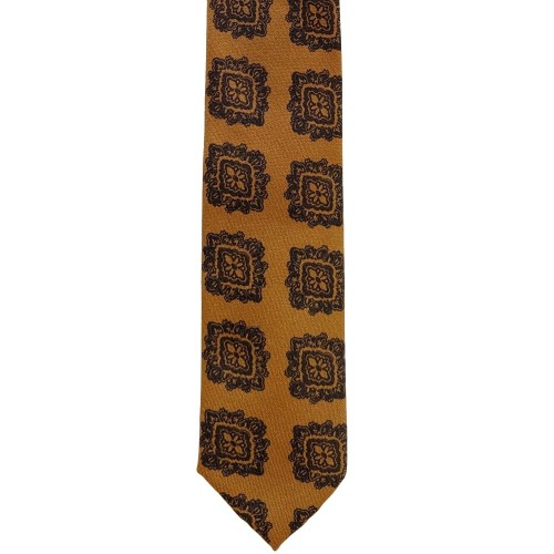 Umberto Fornari Vintage Archive Wool Handmade Geometric Tie - Tan - Made in Italy