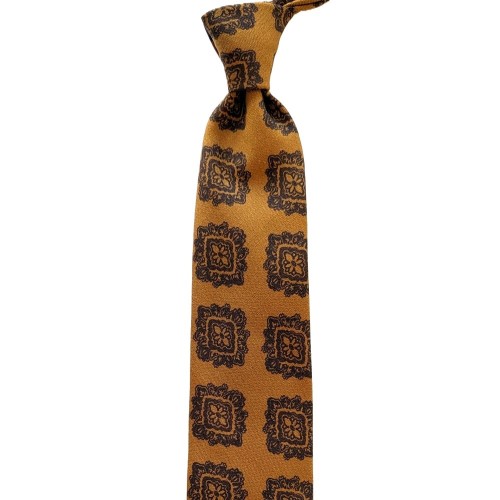 Umberto Fornari Vintage Archive Wool Handmade Geometric Tie - Tan - Made in Italy