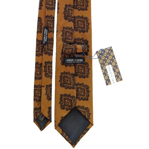 Umberto Fornari Vintage Archive Wool Handmade Geometric Tie - Tan - Made in Italy