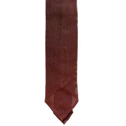 Umberto Fornari Unlined Silk Handmade Solid Grenadine Garza Fina Tie - Burgundy - Made in Italy