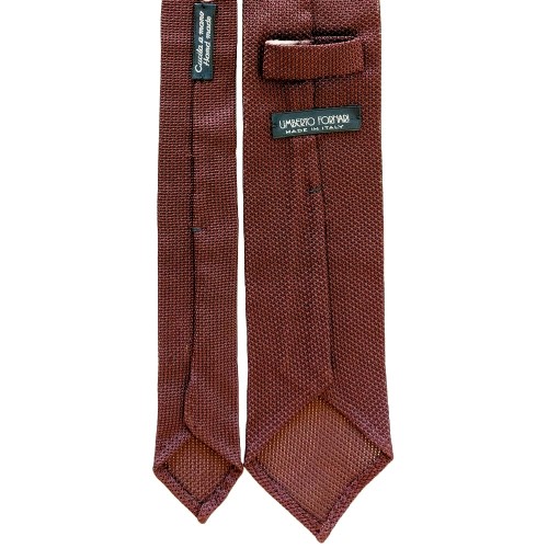 Umberto Fornari Unlined Silk Handmade Solid Grenadine Garza Fina Tie - Burgundy - Made in Italy