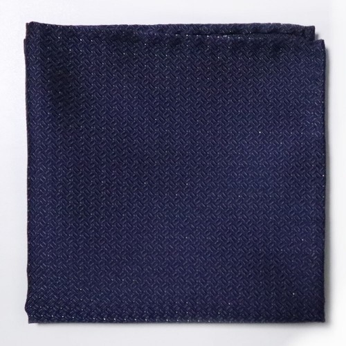 Made In Italy Midnight Blue Silver Silk Pocket Square