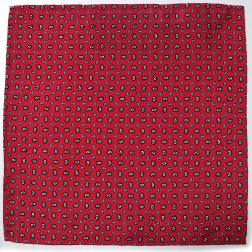 Made In Italy Red Brown Sky Blue Silk Pocket Square