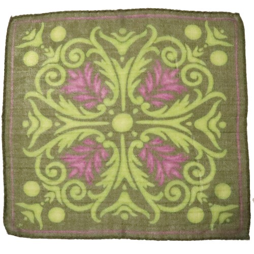 Made In Italy Olive Green Fluorescent Purple Wool Pocket Square