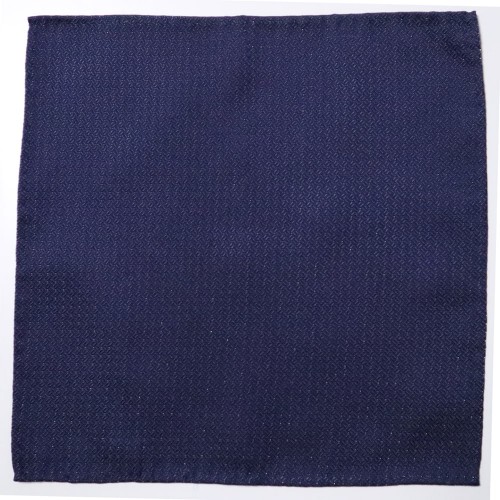 Made In Italy Midnight Blue Silver Silk Pocket Square