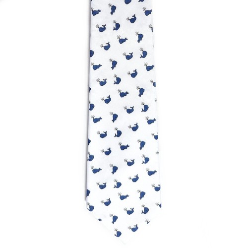 Vidoni Cremona White Dark Blue Printed Tie